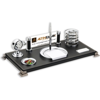 RODOS SİYAH DERİ MASA SETİ