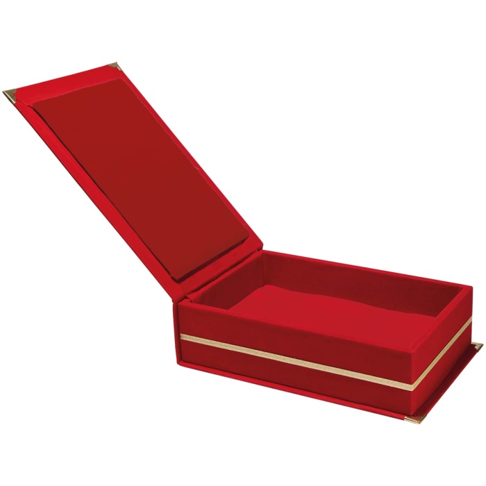 KAŞMİR KIRMIZI KADİFE PLAKET KUTUSU (14X24 CM)