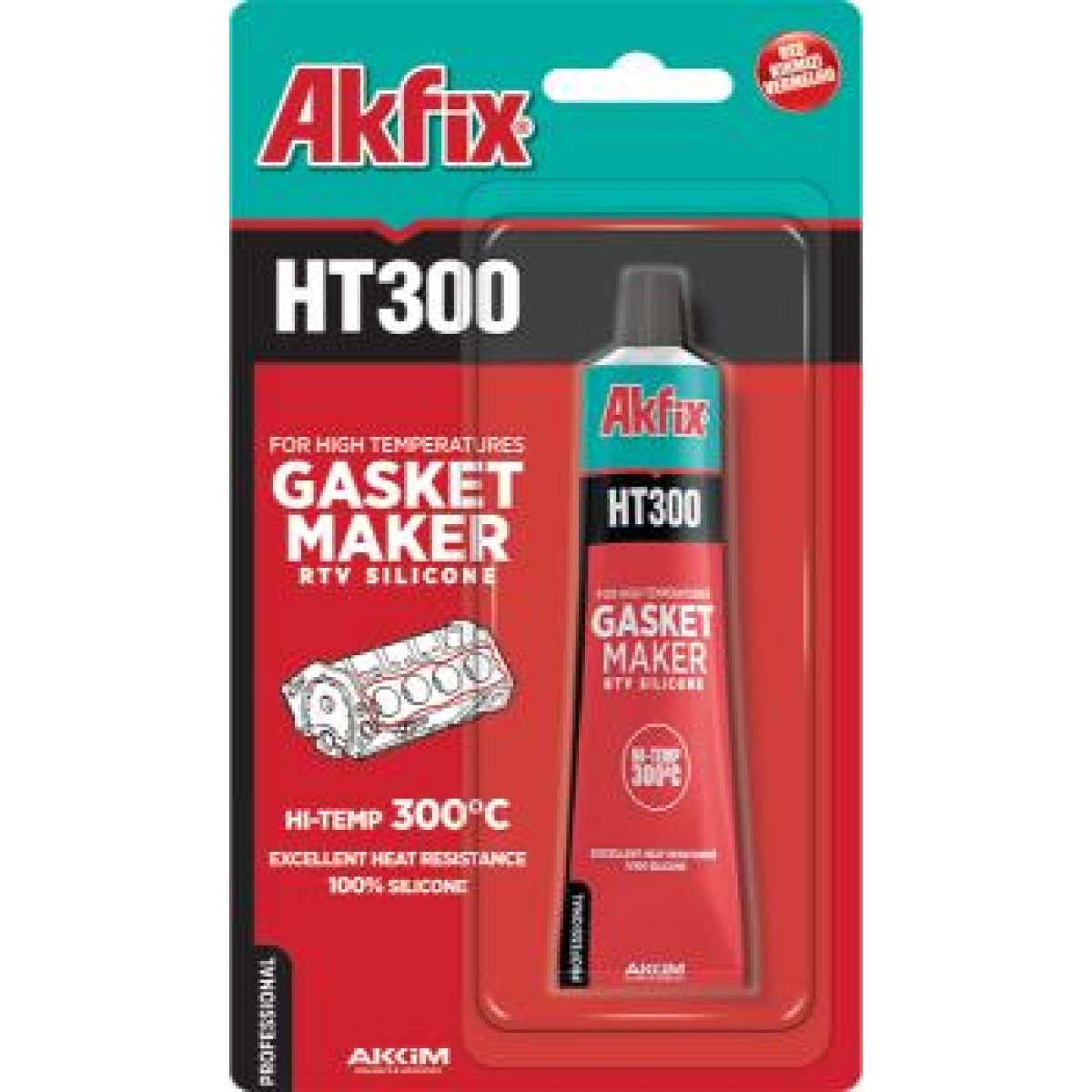 AKFİX HT300 YÜKSEK ISI SİLİKONU SIVI CONTA 50 ML SİYAH