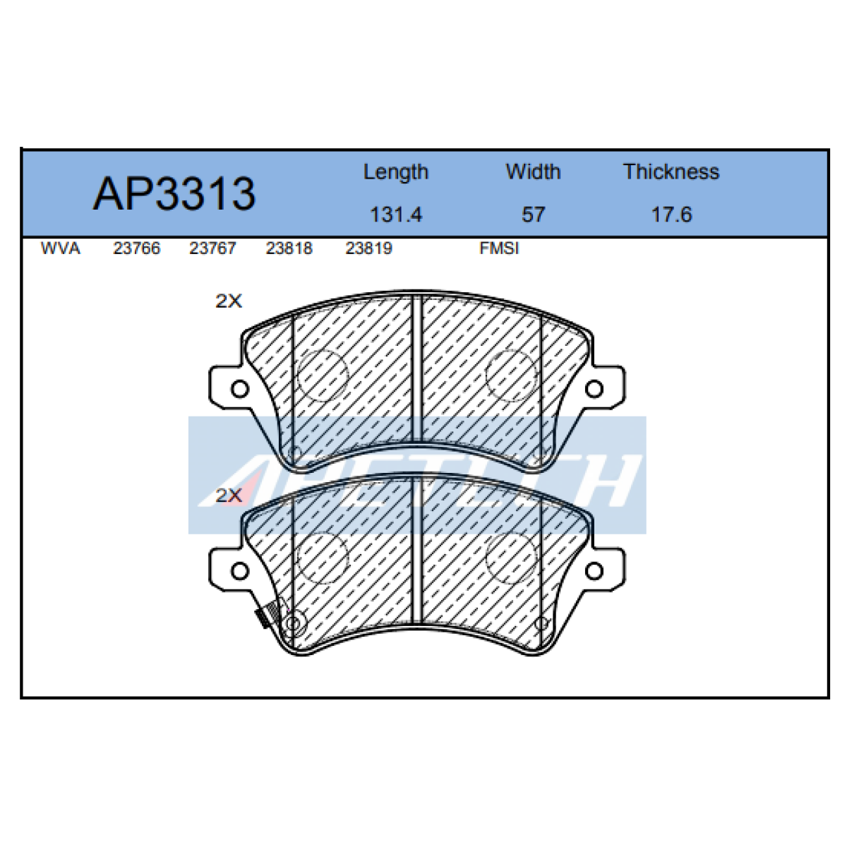 DİSK BALATA ÖN AP3313 COROLLA (03-) 1.4 1.6 VVTI AVENSIS