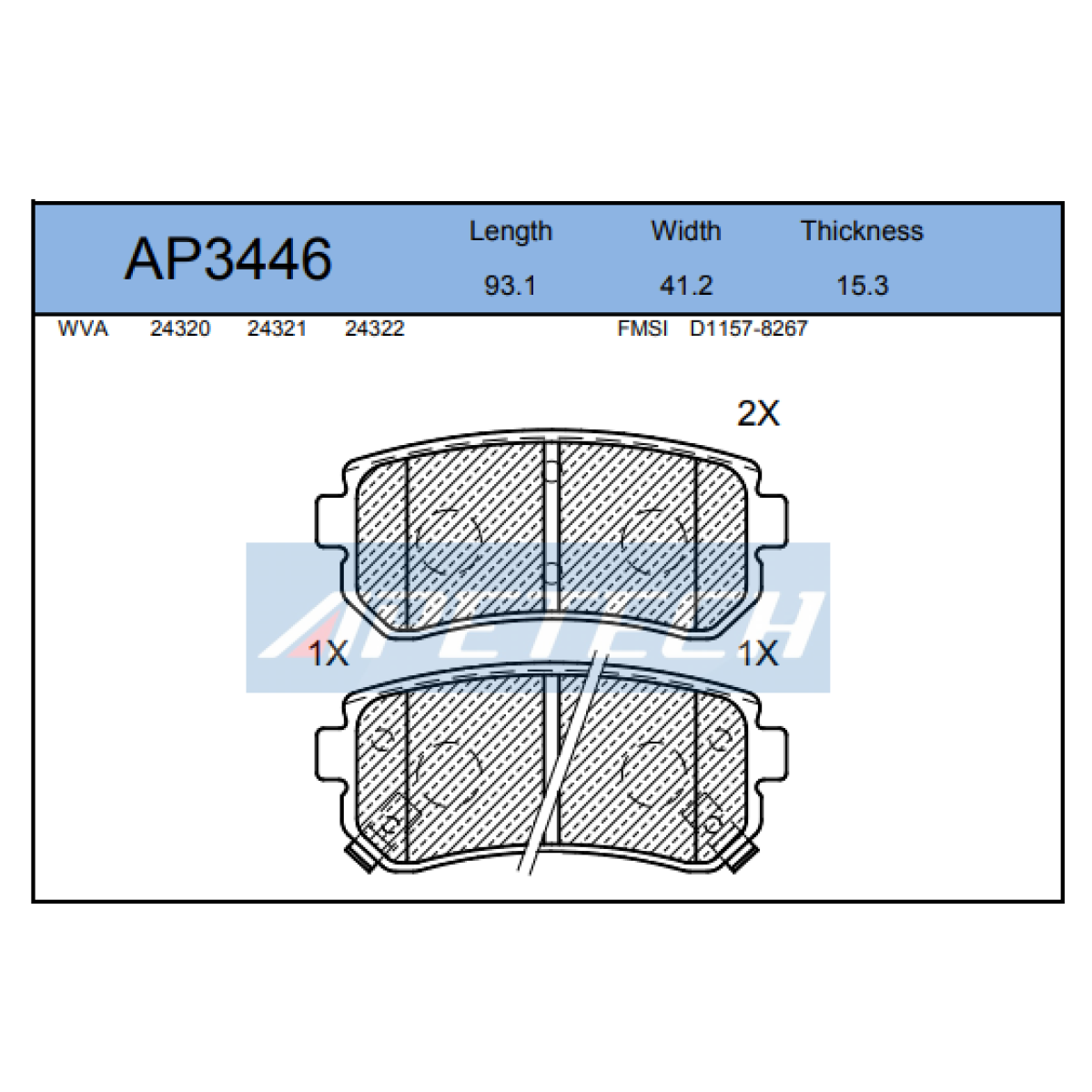 DİSK BALATA ARKA AP3446 ACCENT-III ERA 1.4 1.5 CRDI CEED İ20 1.6 SPORTAGE