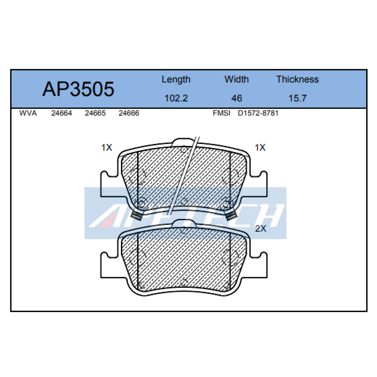 DİSK BALATA ARKA AP3505 AURIS COROLLA 1.4 D4D (07-)