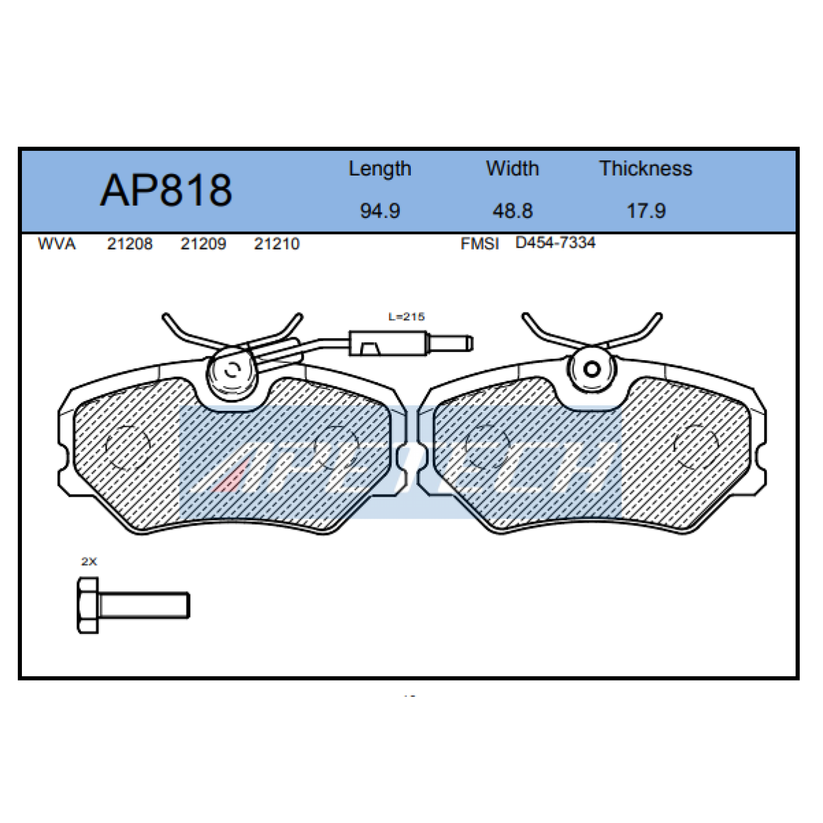 DİSK BALATA ÖN AP818 (AC443981) P406 1.6İ 1.8İ 2.0İ KABLOLU