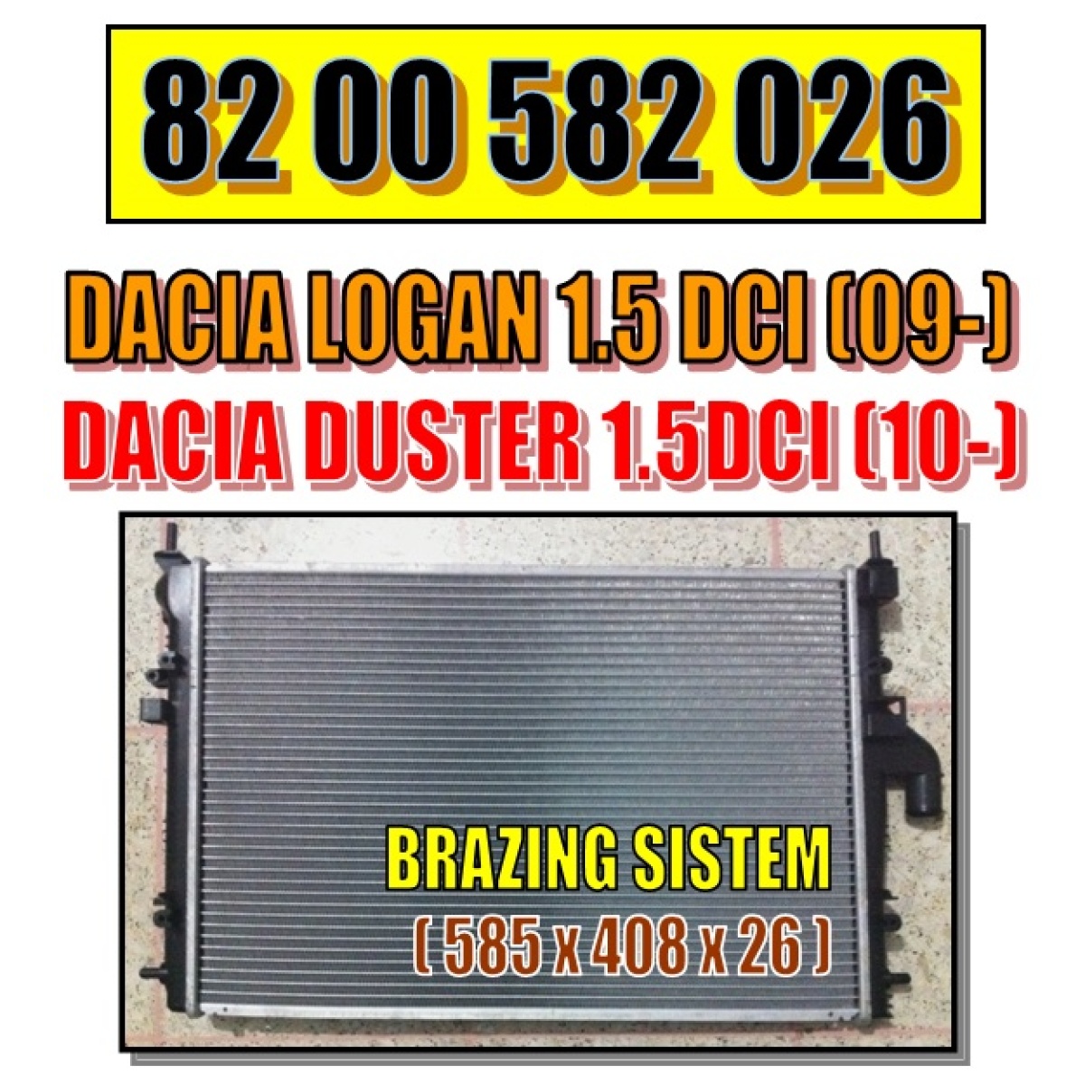 RADYATÖR RA0231050 DUSTER (10-) LOGAN (06-) 1.5 DCI KLİMALI