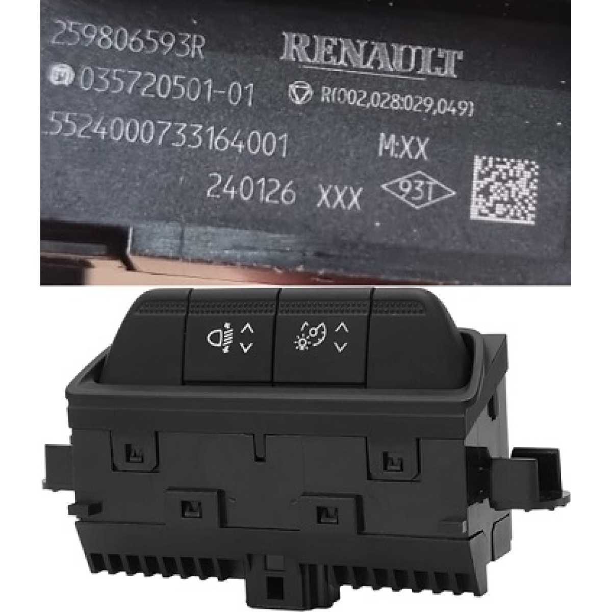 259806593R TORPİDO SOL KUMANDA PANEL - FAR AYAR ANAHTARI CLIO V