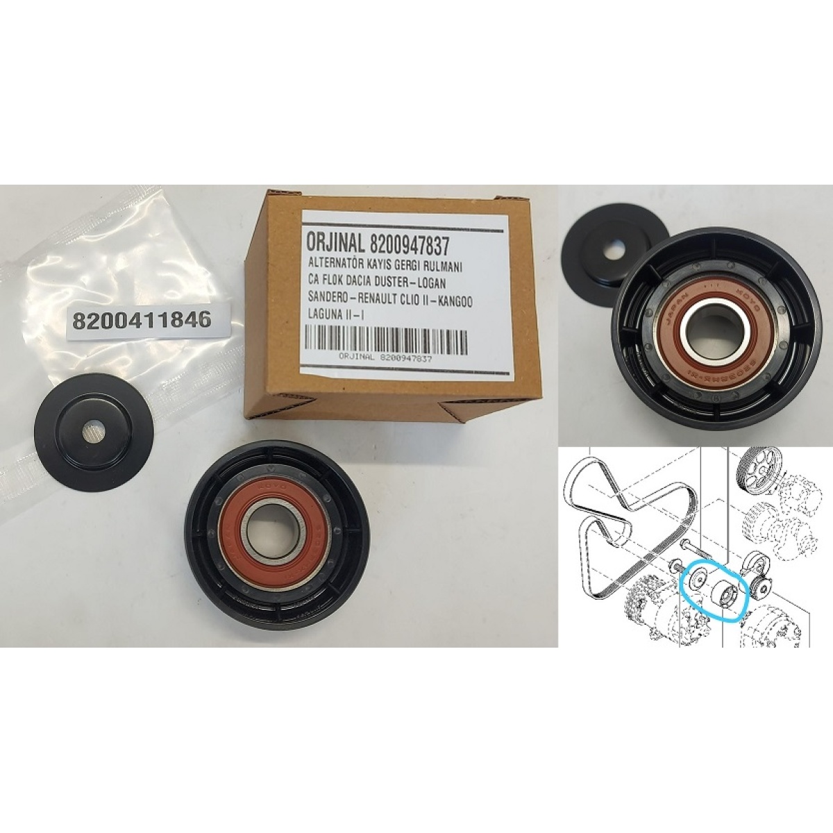 ALTERNATÖR GERGİ RULMANI 8200947837 DUSTER LOGAN SANDERO CLIO II KANGO LAGUNA