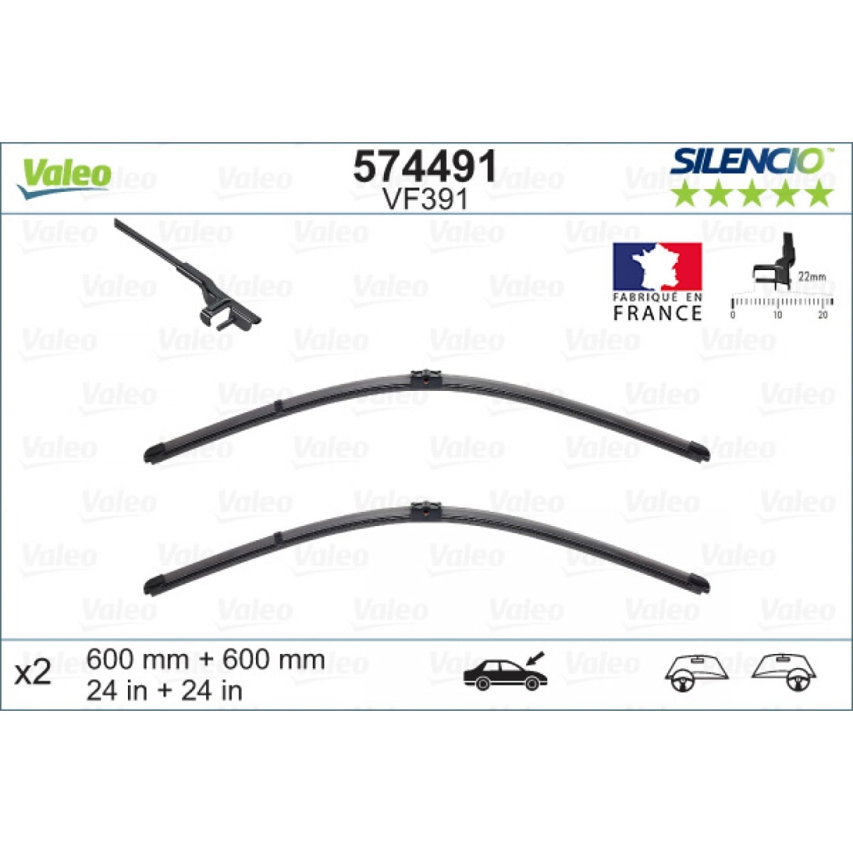 Valeo Silencio X-TRM Flat Blade VM391 (X2) (600+600 mm) MERCEDES C CLASS (09 - )