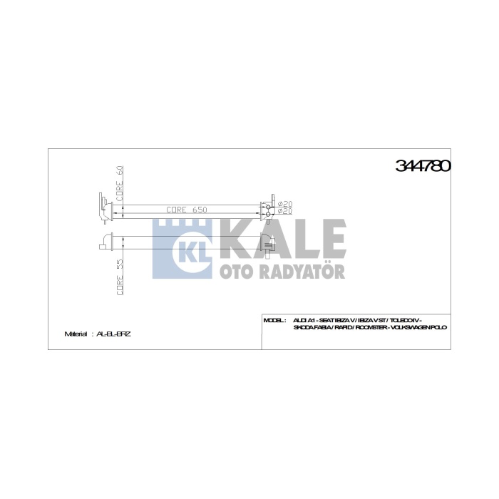 TURBO RADYATÖRÜ 344780 POLO A1 IBIZA TOLEDO FABIA RAPID ROOMSTER 1.2 1.4TSI 09