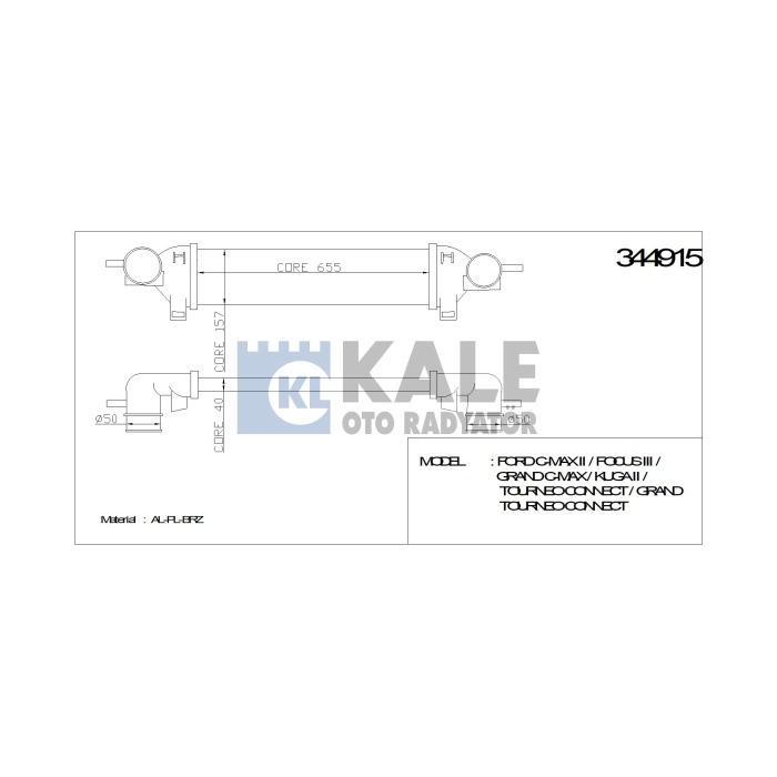TURBO RADYATÖRÜ 344915 FOCUS-III CMAX KUGA TRANSİT CONNECT 13-> 1.6 SIGMA GDTI 1