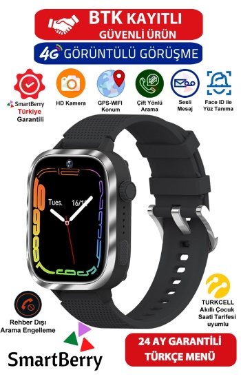 Z51 Görüntülü Görüşme Gps Wıfı Net Konum Gizli Dinleme Akıllı Çocuk Takip Saati Sim Kartlı - Siyah