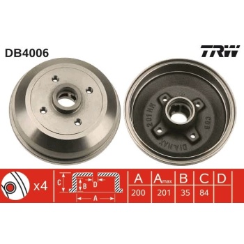 ARKA FREN KAMPANASI CORSA A 83-92 -CORSA B-TIGRA A 93-02 ABS SİZ TRW DB4006