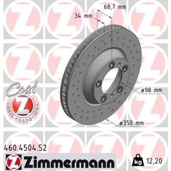 FREN DİSK DELİKLİ ON SOL PORSCHE CAYENNE 9YA 17 PANAMERA 971 16 350 mm - 34 mm ZIMMERMANN 460.4504.52