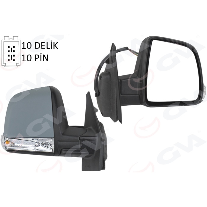 DIŞ DİKİZ AYNASI ELEKTRİKLİ SAĞ DOBLO III 2011 MD. SİNYALLİ KATLANIR / POWER FLOK ASTARLI 10 FİŞ GVA 1029114 GVA 1029114