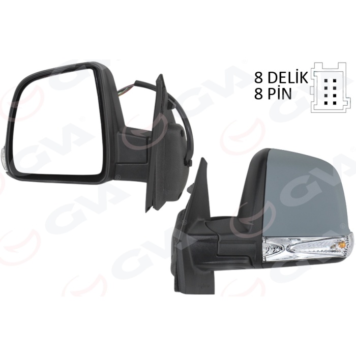 DIŞ DİKİZ AYNASI ELEKTRİKLİ SOL DOBLO III 2011 MD. SİNYALLİ KATLANIR / POWER FLOK ASTARLI 8 FİŞ GVA 1029115 GVA 1029115