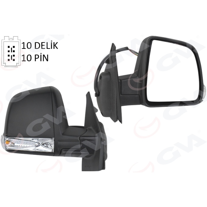 DIŞ DİKİZ AYNASI ELEKTRİKLİ SAĞ DOBLO III 2011 MD. SİNYALLİ KATLANIR / POWER FLOK DESENLİ 10 FİŞ GVA 1029112