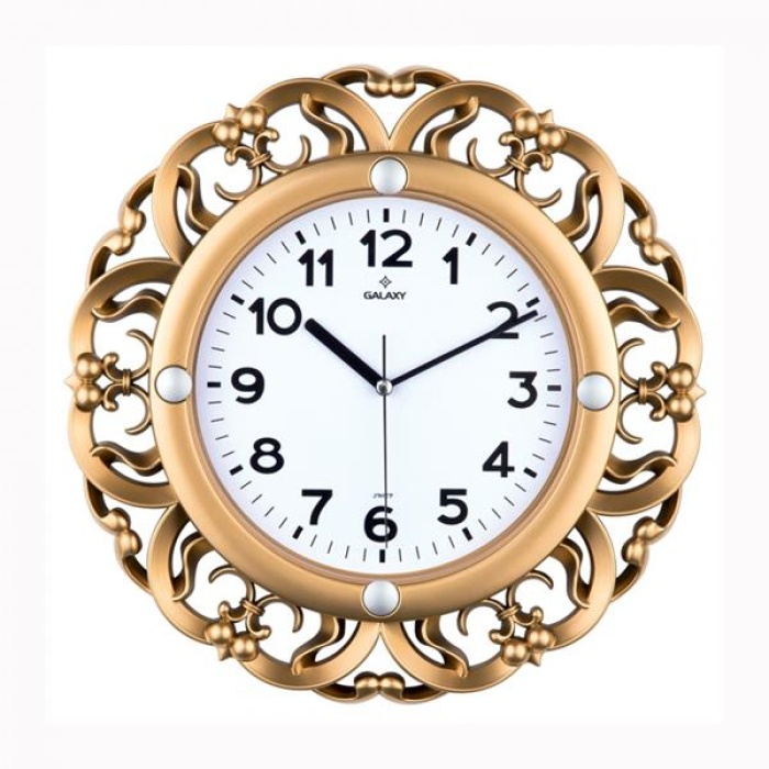 DUVAR SAATİ ALTIN SARISI ÇERÇEVE ÇAP:35CM PVC KADRAN SESSİZ AKAR MAKİNE MİNERAL CAM AKRİLİK BOYALI 2 RENK ABS KASA KADRAN BASKI ALANI: 150MM KADRAN ÖLÇÜSÜ: 240MM SAAT 73-A