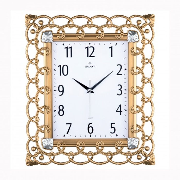 DUVAR SAATİ ALTIN SARISI ÇERÇEVE ÇAP:32.3CMX 37.5CM PVC KADRAN SESSİZ AKAR MAKİNE MİNERAL CAM AKRİLİK BOYALI 2 RENK ABS KASA KADRAN BASKI ALANI: 105X170MM KADRAN ÖLÇÜSÜ: 190X241MM SAAT 76-AG