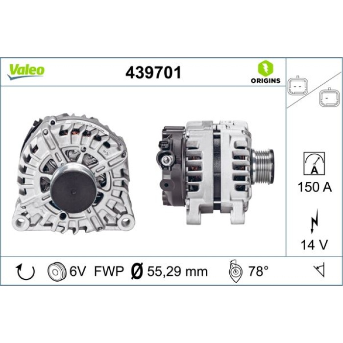 ALTERNATÖR 14V 150Ah C3-C4-BERLINGO- P207-P308-P407-C ELYSEE 1.6 2.0 HDİ VALEO 439701 VALEO 439701
