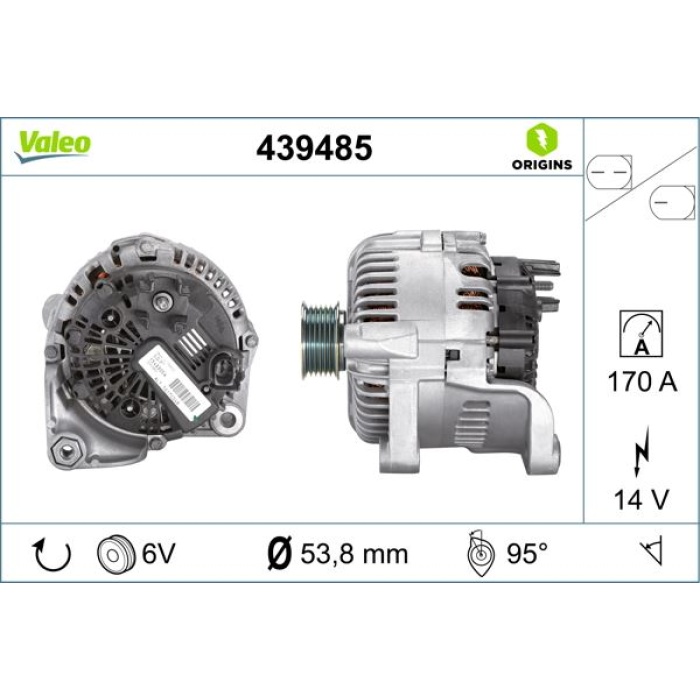 ALTERNATOR SARJ DINAMOSU 12V 170A BMW M47 M57 E60 E63 E64 E65 VALEO 439485 VALEO 439485