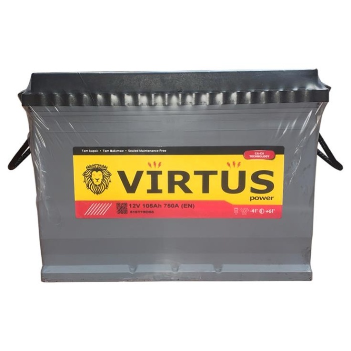 AKÜ 12 V 105 Ah. BAKIMLI H4 KUTU MF İND.SİZ 344x174x223 VIRTUS V516T19D53 VIRTUS V516T19D53
