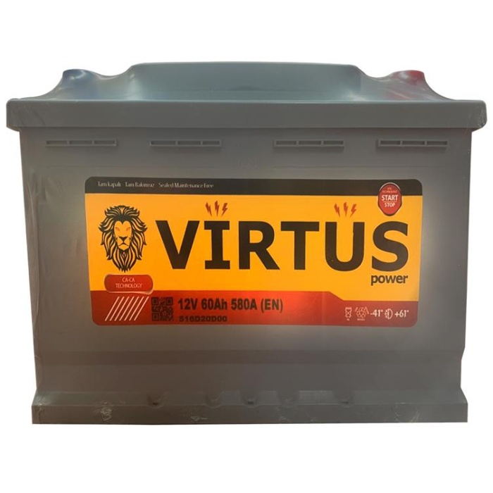AKÜ 12 V 60 Ah. START STOP EFB-L2 KUTU 275x175x190 VIRTUS V516D20D00