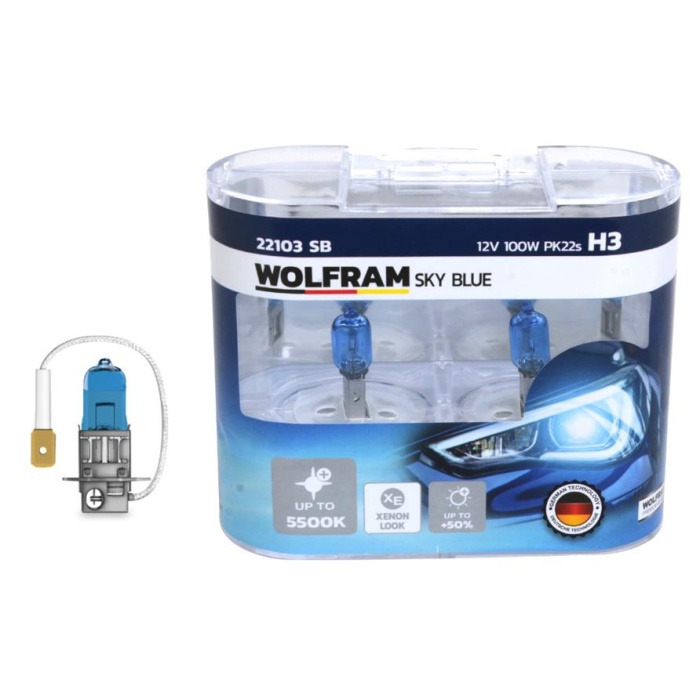 AMPUL 12V H3 100 PK22s SKY BLUE BEYAZ IŞIK WOLFRAM 22103 SB
