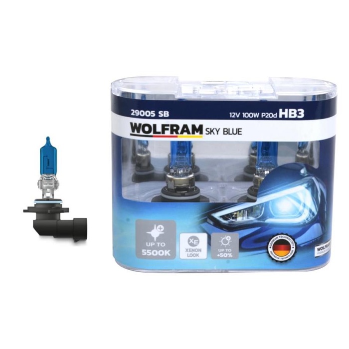 AMPUL 12V HB3 100 P20d SKY BLUE BEYAZ IŞIK WOLFRAM 29005 SB