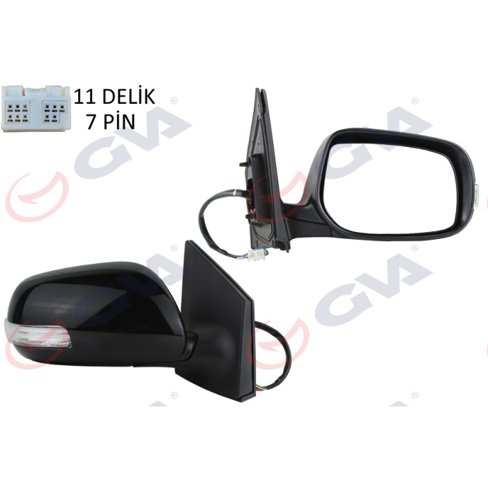 DIŞ DİKİZ AYNASI SAĞ COROLLA 10 ELEKTRİKLİ ISITMALI KATLANIR SİNYALLİ ASTARLI KONVEKS 7 FİŞ VM-6264NEBR GVA 1071141