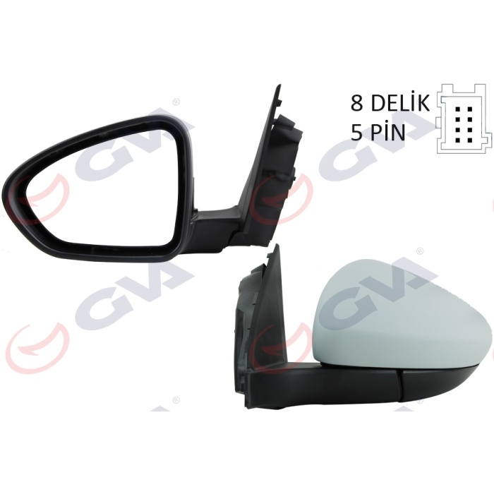 DIŞ DİKİZ AYNASI SOL EGEA 15 ELEKTRİKLİ ISITMALI ASTARLI KONVEKS 5 FİŞ VM-6157EHPL GVA 1029211