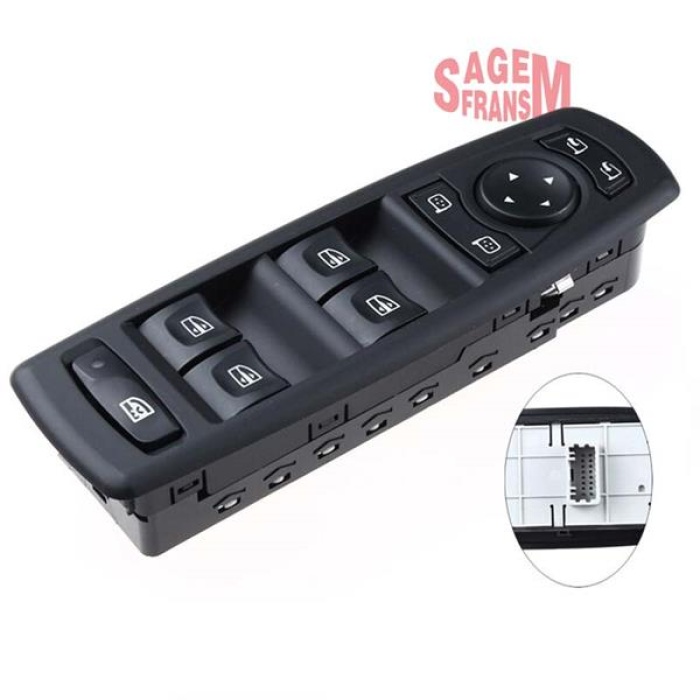 CAM AÇMA DÜĞMESİ DÖRTLÜ MERKEZİ KİLİT AYNA AYAR ÖN SOL MEGANE III - FLUENCE TEK SOKET SAGEM 500127