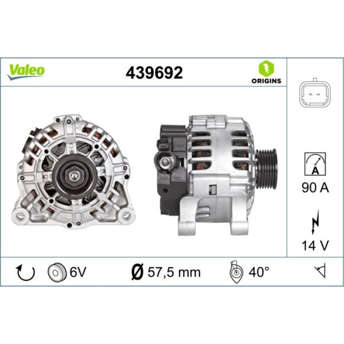 ALTERNATÖR 14V 90A BIPPER-NEMO-P206-P406-PARTNER-PARTNER TEPEE-BERLINGO-XSARA-C5-JUMPY TU1JP VALEO 439692
