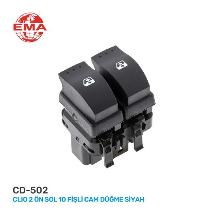 CAM AÇMA ANAHTARI ÖN SOL MEGANE 2 10 FİŞLİ GRİ EMA CD-502