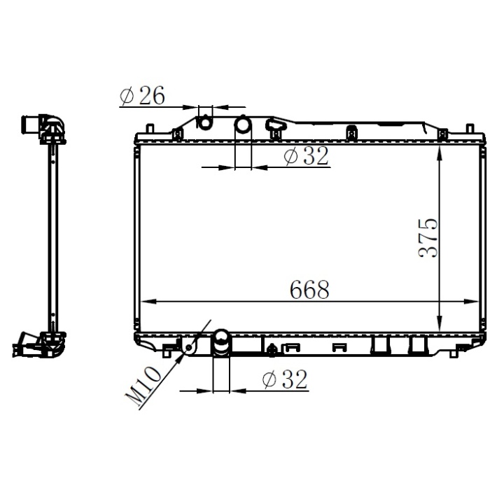 RADYATÖR BRAZİNG CIVIC SEDAN 06 375x668x16 ORIS BHN075016