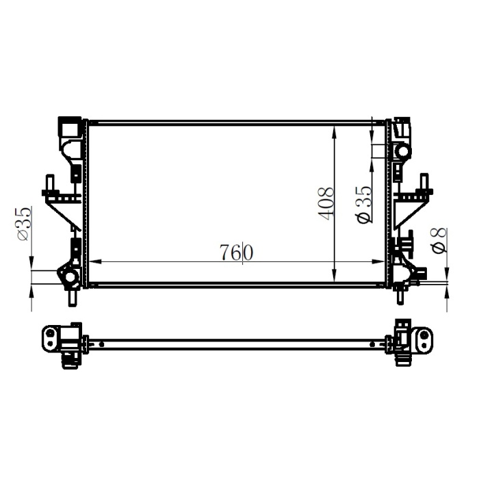 SU RADYATÖRÜ PEUGEOT BOxER-CITROEN JUMPER 2.2 3.0HDI 06 FIAT DUCATO 2.3D MTJ 11 MT MEKANİK 781x416x24 1616950280-1382424080-1617023380-1618094280 ORIS BFI050022