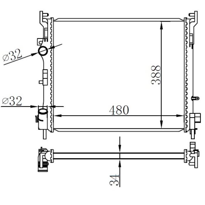 RADYATOR MECHANİCAL 480X415X34 CLİO 01- THALİA 05- 67229 ORIS MRN056034