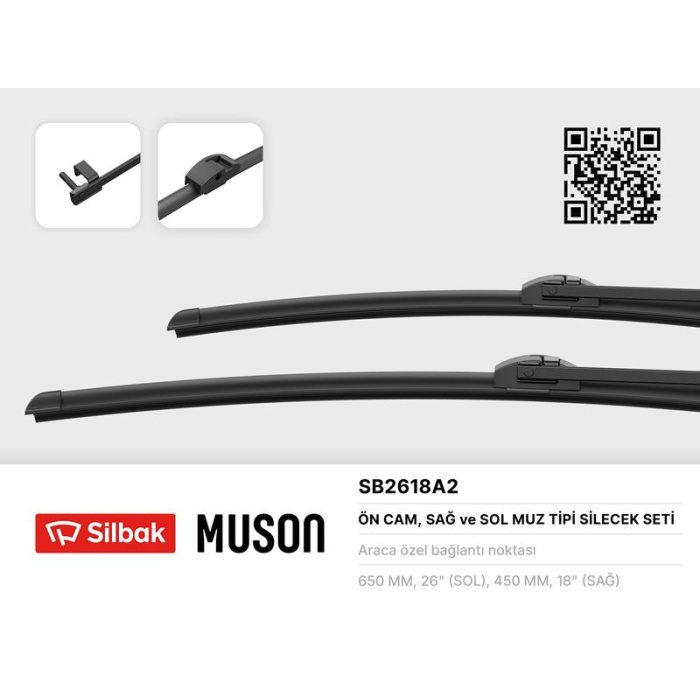 SİLECEK SÜPÜRGESİ 650/450MM MUZ TİPİ BMW 5 SERISI TOURING - 7 SERISI 03/10 SILBAK SB2618A2