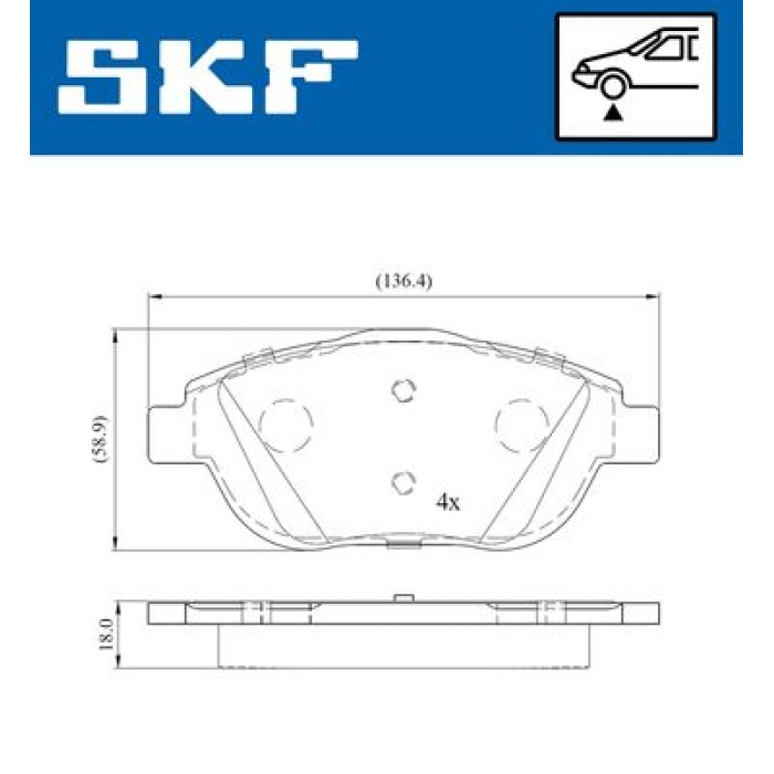 ÖN FREN BALATASI CORSA F 19 CROSSLAND 17 MOKKA 20 C3 II-III-AIRCROSS 09 C4 14 208 19 2008 19 DS3 15 15 İNÇ 283mm SKF VKBP80098