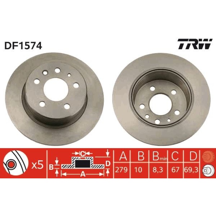FREN DISKI ARKA MERCEDES W115 C123 S123 W116 W126 W123 TRW DF1574