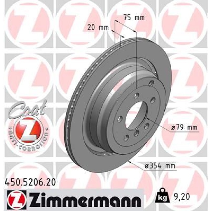 FREN DISKI ARKA RANGE ROVER 3 VOGUE L322 02 12 ZIMMERMANN 450.5206.20