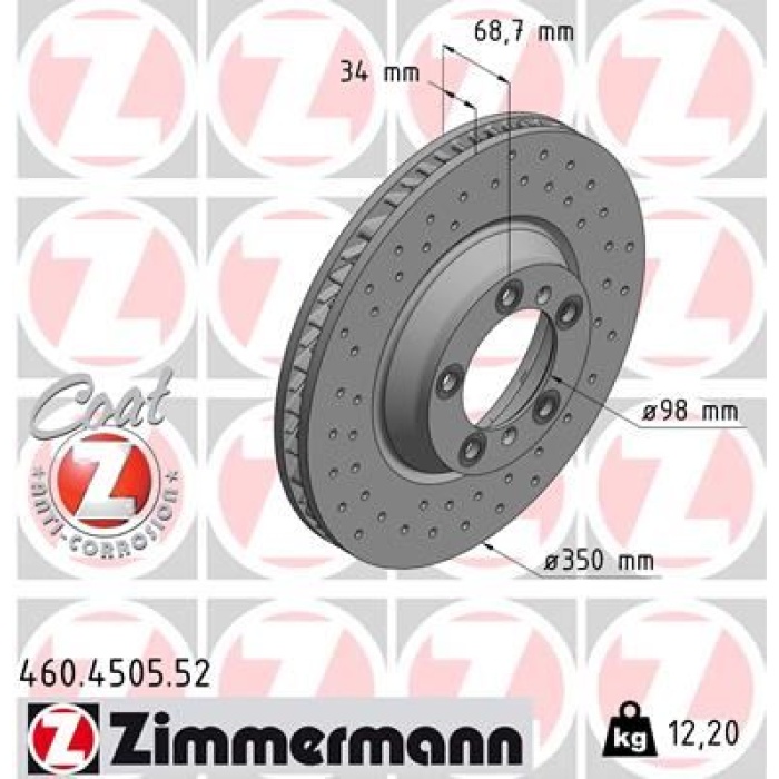 FREN DİSK DELİKLİ ON SAG PORSCHE CAYENNE 9YA 17 PANAMERA 971 16 350 MM - 34 MM ZIMMERMANN 460.4505.52