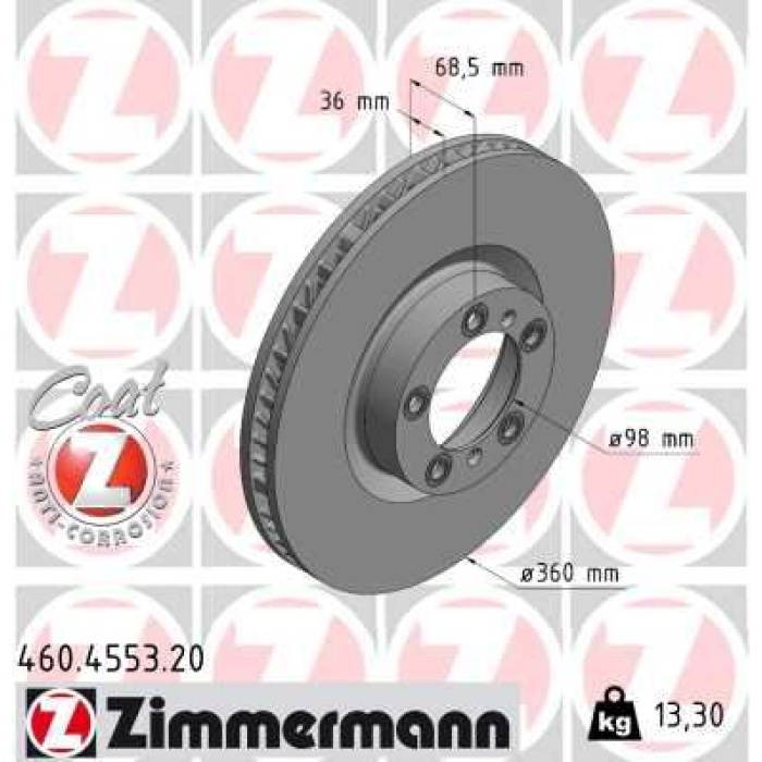 FREN DİSK ON SOL PORSCHE CAYENNE 9YA 17 PANAMERA 971 16 360 mm - 36 mm ZIMMERMANN 460.4553.20