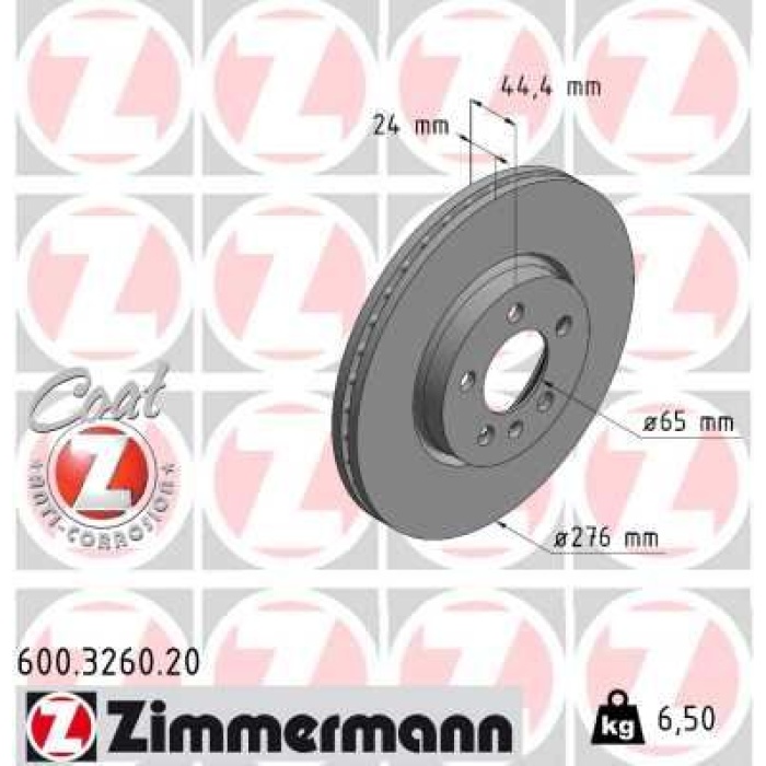 ÖN FREN DİSKİ 276X24X5DLXHAVALI AUDI-SEAT-KAMIQ-POLO 2017 ZIMMERMANN 600.3260.20