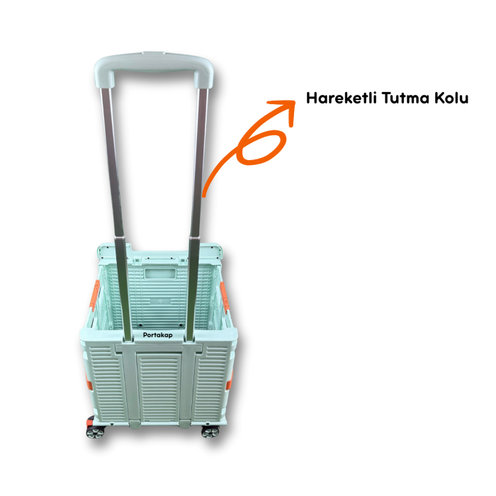 Portakap 4 Tekerlekli, 55 Litre Yeşil Katlanır Alışveriş Arabası - Hareketli Tutacaklı