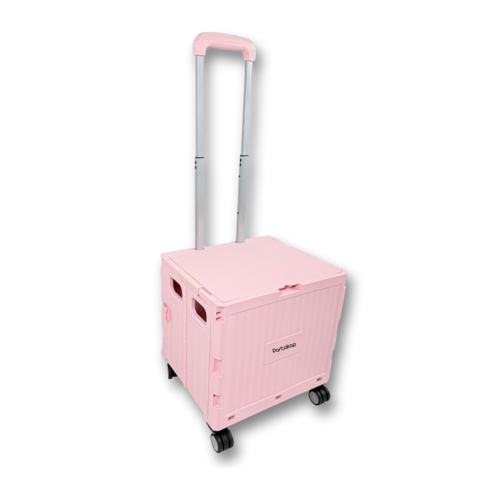 Portakap 4 Tekerlekli, Pembe, 32L Standart Boy, Sabit Tutacaklı Alışveriş Arabası