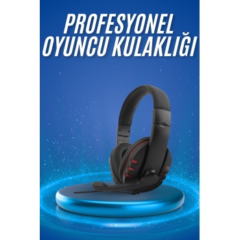 Oyuncu Kulaklığı Kulak Üstü Kablolu Stereo Mikrofonlu Yumuşak Kulak Yastığı
