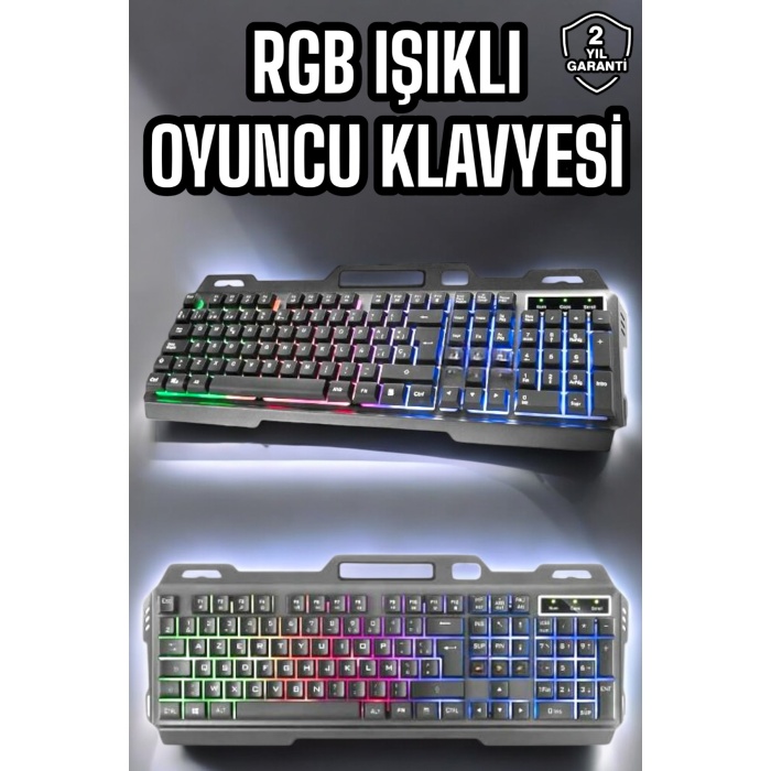 Led Işıklı Oyuncu Klavye Usb Girişli RGB Işıklı Q Klavye