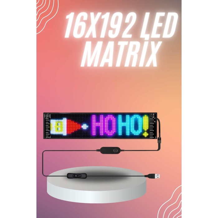 Matrix Led 16x192 Cama Yapışan Telefon Kontrollü Panel Dijital Ekran Kumandalı