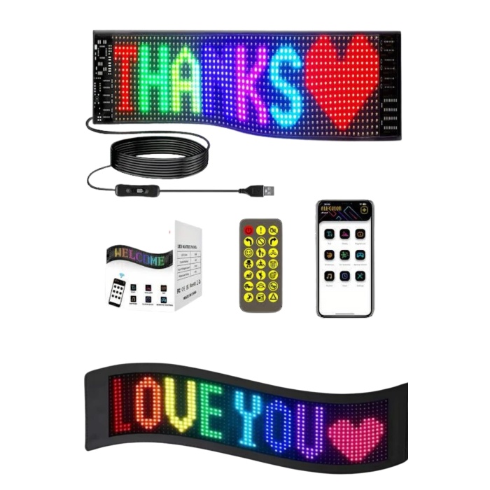 Matrix Led 16x192 Cama Yapışan Telefon Kontrollü Panel Dijital Ekran Kumandalı