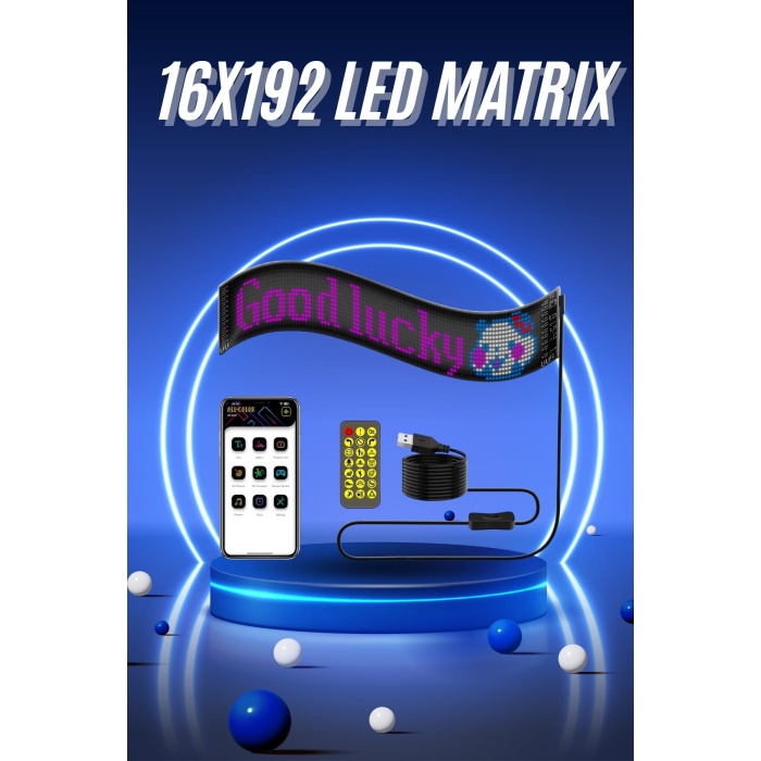 Kumandalı App Kontrollü LED Ekran 16X192 Led Matrix Araç Camı Yazısı
