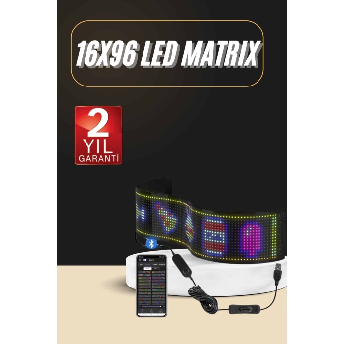 Led Ekran Matrix Panel En Büyük Boy 16X96 Araba Yazısı 19.2x89.8 cm